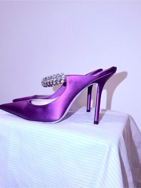 Jimmy Choo Crystal-Embellished Satin Pumps